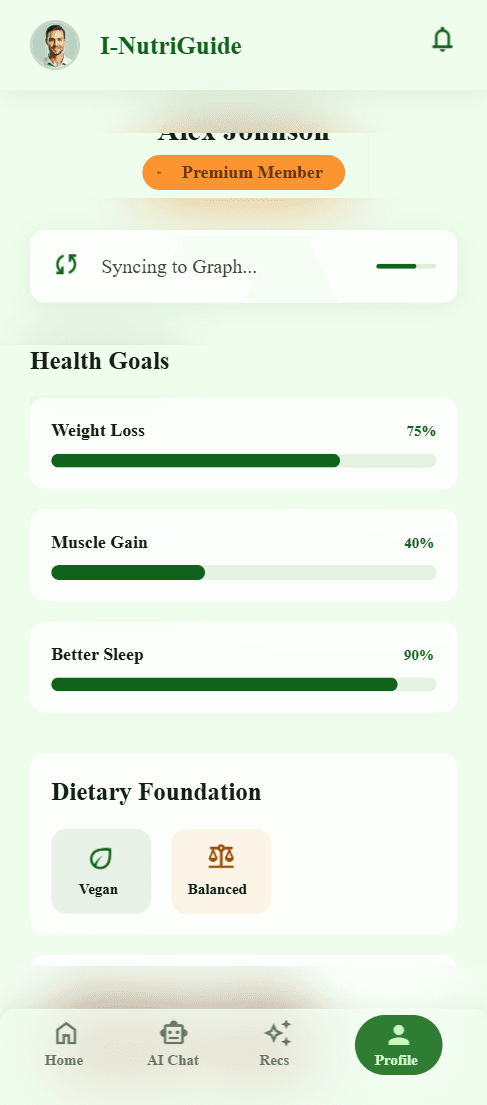 I-NutriGuide profile screen